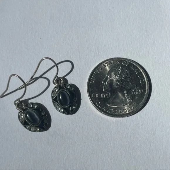 Sterling Silver Grey CZ Tumbled Purple Stone Dainty Earrings - Picture 2 of 5